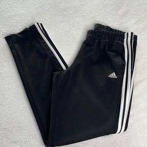Adidas Black Warm Up Pants with White Stripes